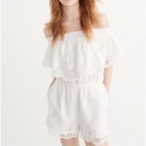 Abercrombie & Fitch Womens Off Soulder White One Piece Romper Size Medium